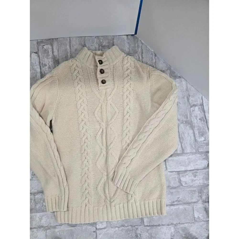 Wool Blend Cable Knit Off‎ White 14/16 Osh Kosh Knit Sweater 1/4 Button